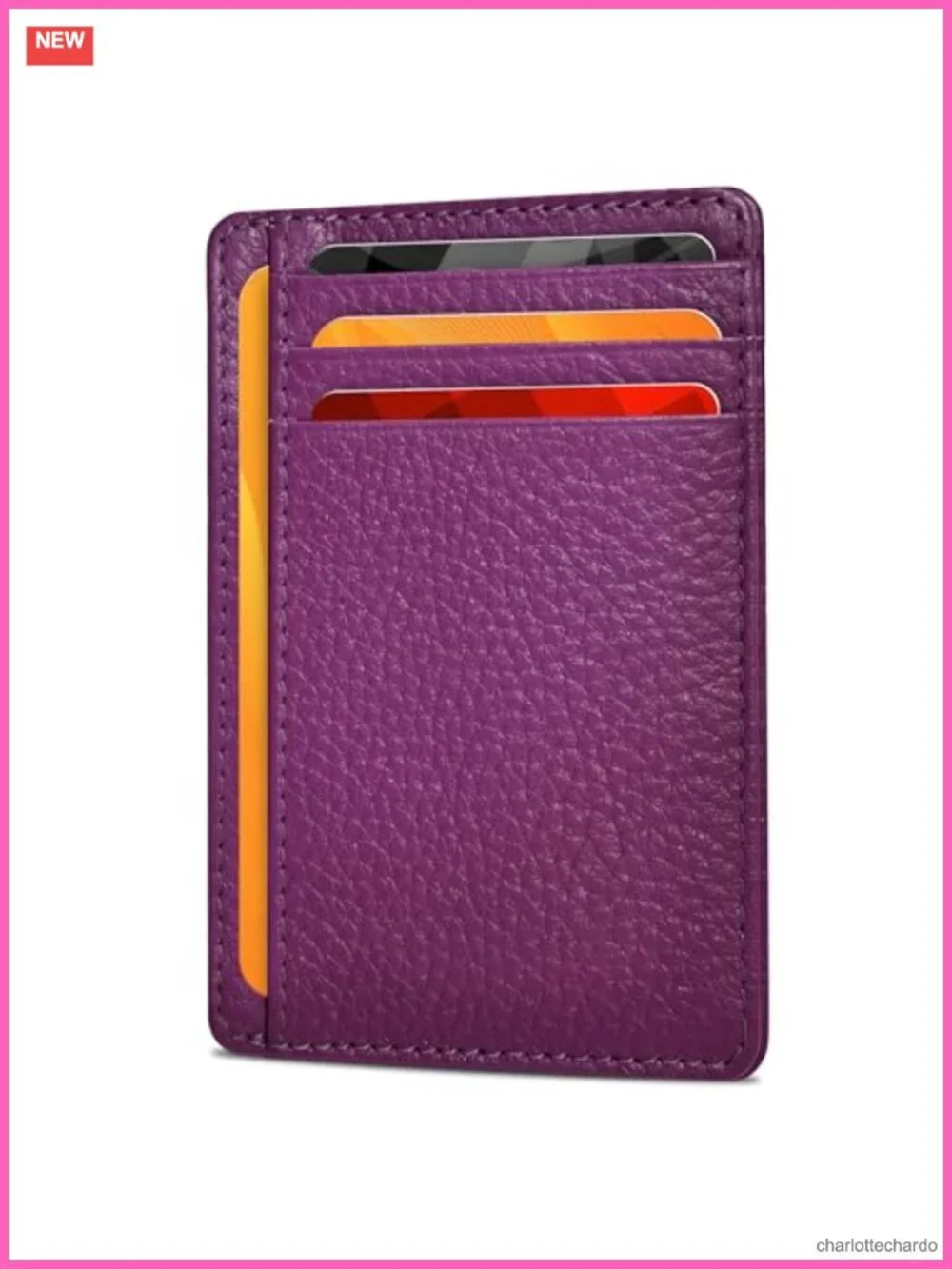 Slim Minimalist RFID Blocking Leather Front Pocket Wallet, Fuchsia